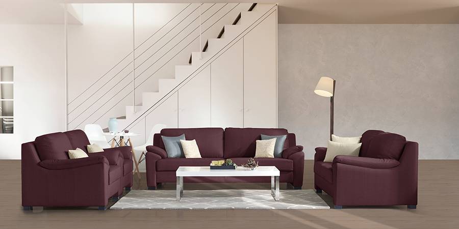 Farina Half Leather Sofa (Wine Italian Leather)